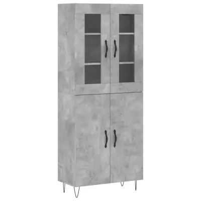 vidaXL Visoka komoda betonsko siva 69,5x34x180 cm inženirski les