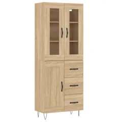 vidaXL Visoka komoda sonoma hrast 69,5x34x180 cm inženirski les