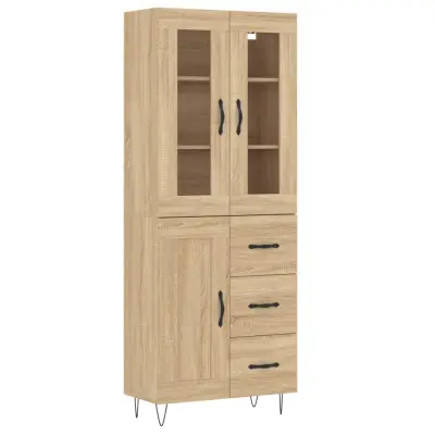 vidaXL Visoka komoda sonoma hrast 69,5x34x180 cm inženirski les