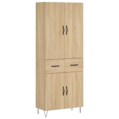 vidaXL Visoka komoda sonoma hrast 69,5x34x180 cm inženirski les