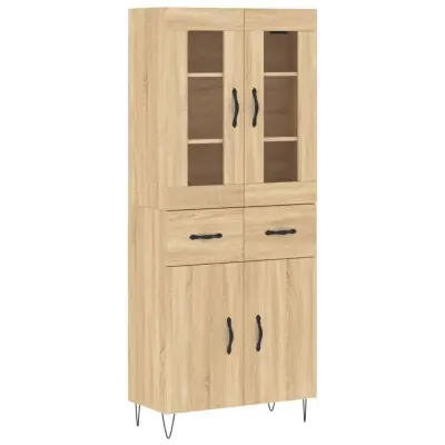 vidaXL Visoka komoda sonoma hrast 69,5x34x180 cm inženirski les