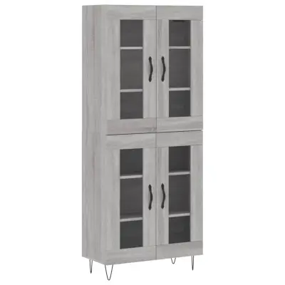 vidaXL Visoka komoda siva sonoma 69,5x34x180 cm inženirski les