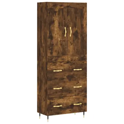 vidaXL Visoka komoda dimljen hrast 69,5x34x180 cm inženirski les