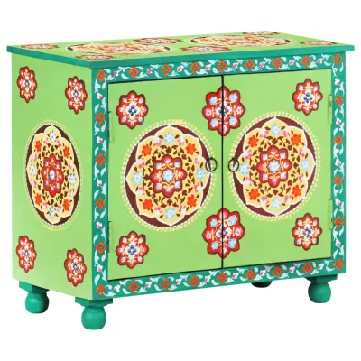 vidaXL Ročno barvana komoda večbarvna 70x35x60 cm trden mangov les