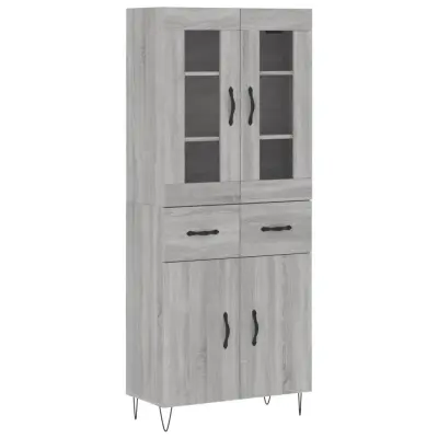vidaXL Visoka komoda siva sonoma 69,5x34x180 cm inženirski les
