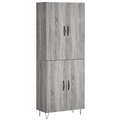 vidaXL Visoka komoda siva sonoma 69,5x34x180 cm inženirski les