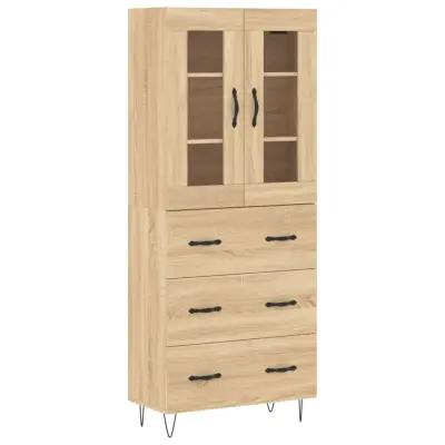 vidaXL Visoka komoda sonoma hrast 69,5x34x180 cm inženirski les