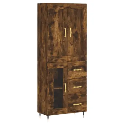 vidaXL Visoka komoda dimljen hrast 69,5x34x180 cm inženirski les