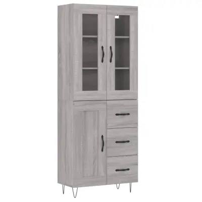 vidaXL Visoka komoda siva sonoma 69,5x34x180 cm inženirski les
