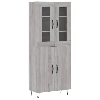vidaXL Visoka komoda siva sonoma 69,5x34x180 cm inženirski les