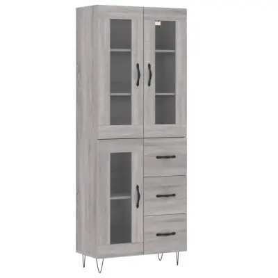 vidaXL Visoka komoda siva sonoma 69,5x34x180 cm inženirski les