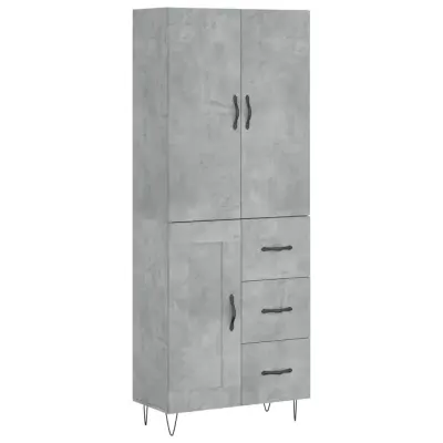 vidaXL Visoka komoda betonsko siva 69,5x34x180 cm inženirski les