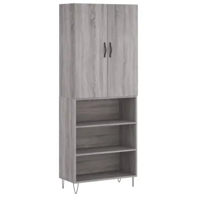 vidaXL Visoka komoda siva sonoma 69,5x34x180 cm inženirski les
