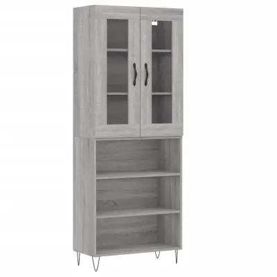 vidaXL Visoka komoda siva sonoma 69,5x34x180 cm inženirski les