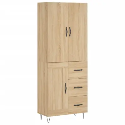 vidaXL Visoka komoda sonoma hrast 69,5x34x180 cm inženirski les
