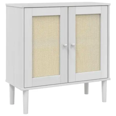 vidaXL Komoda SENJA videz ratana bela 80x35x80 cm trdna borovina