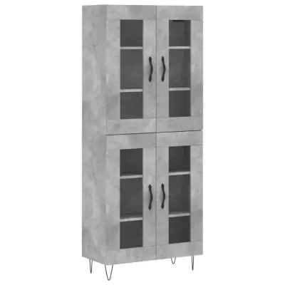 vidaXL Visoka komoda betonsko siva 69,5x34x180 cm inženirski les