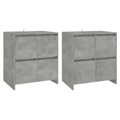 vidaXL Komoda 2 kosa betonsko siva 70x41x75 cm iverna plošča
