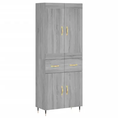 vidaXL Visoka komoda siva sonoma 69,5x34x180 cm inženirski les