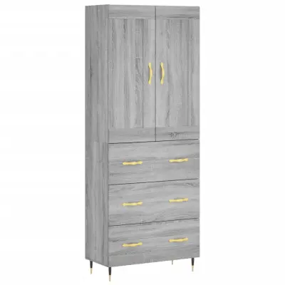 vidaXL Visoka komoda siva sonoma 69,5x34x180 cm inženirski les