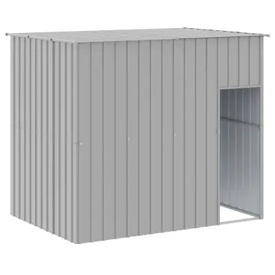 vidaXL Pasja uta s streho svetlo siva 214x153x181 cm pocinkano jeklo