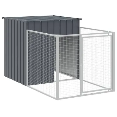 vidaXL Pasja uta z izhodom antracitna 110x201x110 cm pocinkano jeklo