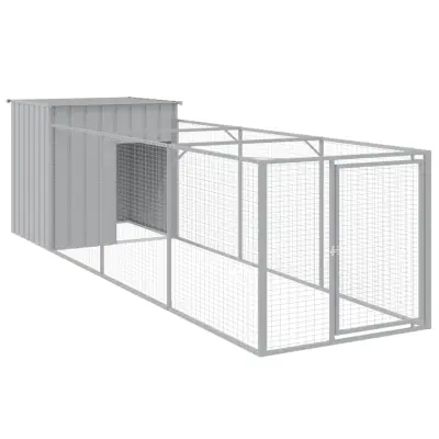 vidaXL Pasja uta z izhodom svetlo siva 110x405x110 cm pocinkano jeklo