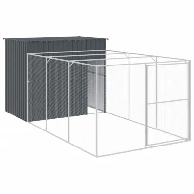 vidaXL Pasja uta z izhodom antracitna 214x457x181 cm pocinkano jeklo