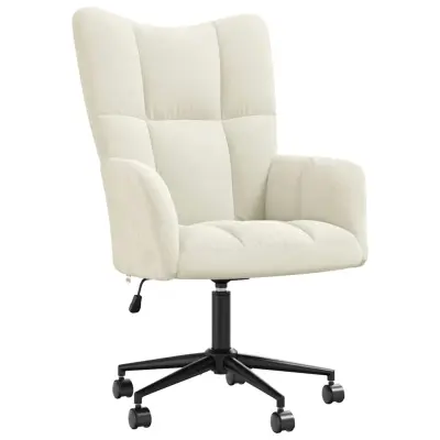 vidaXL Stol za sproščanje kremno bel žamet