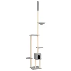 vidaXL Mačje drevo od tal do stropa svetlo sivo 258,5-284,5 cm