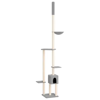 vidaXL Mačje drevo od tal do stropa svetlo sivo 258,5-284,5 cm