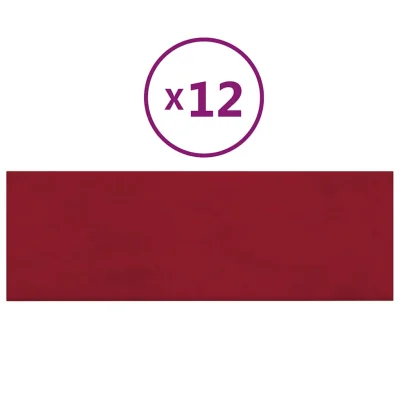 vidaXL Stenski paneli 12 kosov vinsko rdeči 90x30 cm žamet 3,24 m²