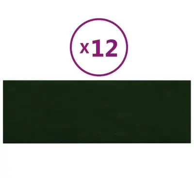 vidaXL Stenski paneli 12 kosov temno zeleni 90x30 cm žamet 3,24 m²
