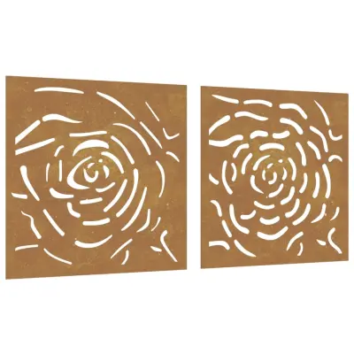 vidaXL Vrtne stenske dekoracije 2 kosa 105x55 cm corten jeklo vrtnica