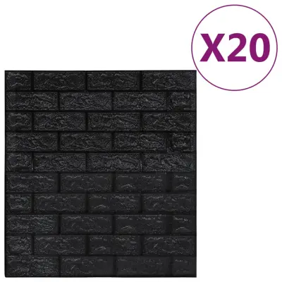 vidaXL 3D tapete opeke samolepilne 20 kosov črne