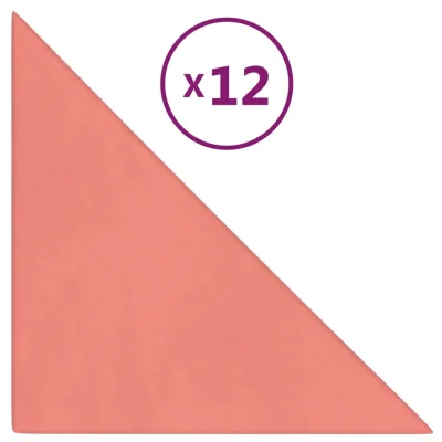 vidaXL Stenski paneli 12 kosov roza 30x30 cm žamet 0,54 m²