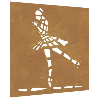 vidaXL Vrtna stenska dekoracija 55x55 cm corten jeklo baletka