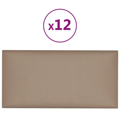 vidaXL Stenski paneli 12 kosov kapučino 60x30 cm umetno usnje 2,16 m²
