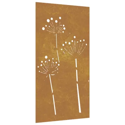vidaXL Vrtna stenska dekoracija 105x55 cm corten jeklo cvetlice