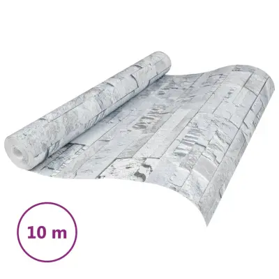 vidaXL Tapeta 3D kamnit videz svetlo siva 10x0,53 m netkana