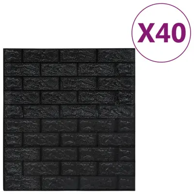 vidaXL 3D tapete opeke samolepilne 40 kosov črne