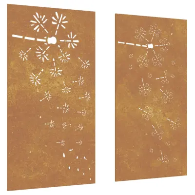 vidaXL Vrtne stenske dekoracije 2 kosa 105x55 cm corten jeklo rože