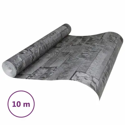 vidaXL Tapeta 3D kamnit videz črna 10x0,53 m netkana