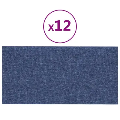 vidaXL Stenski paneli 12 kosov modri 30x15 cm blago 0,54 m²
