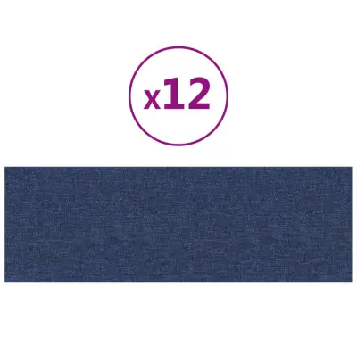 vidaXL Stenski paneli 12 kosov modri 90x30 cm blago 3,24 m²