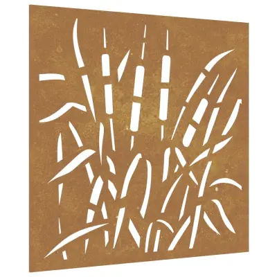 vidaXL Vrtna stenska dekoracija 55x55 cm corten jeklo trava
