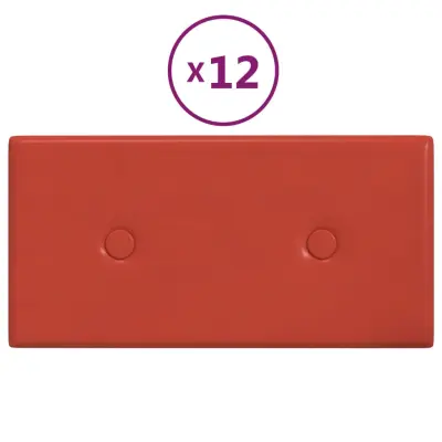 vidaXL Stenski paneli 12 kosov rdeči 30x15 cm umetno usnje 0,54 m²