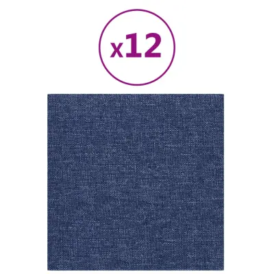 vidaXL Stenski paneli 12 kosov modri 30x30 cm blago 1,08 m²