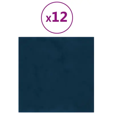 vidaXL Stenski paneli 12 kosov modri 30x30 cm žamet 1,08 m²