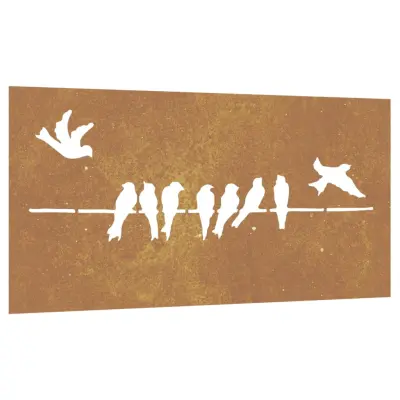 vidaXL Vrtna stenska dekoracija 105x55 cm corten jeklo ptice